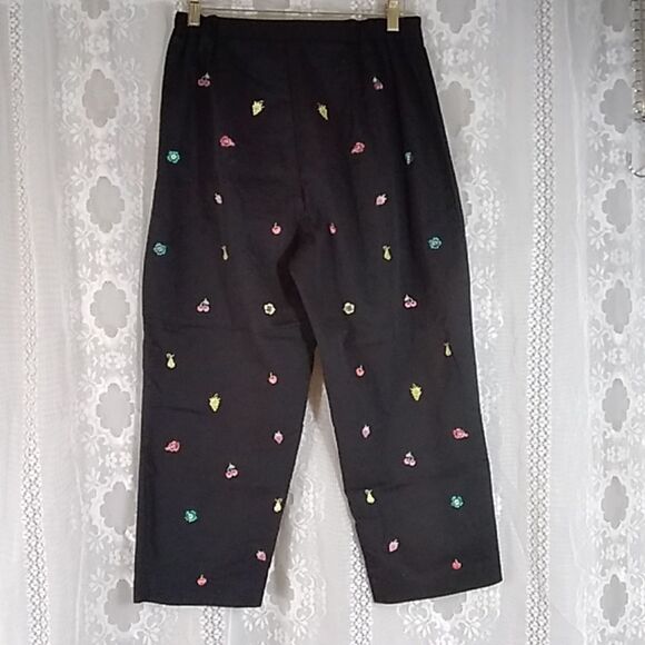 DRAPERS & DAMON'S PETITE STRECH FRUIT EMBROIDERED CROPPED PANTS Sz 12P - Picture 1 of 15